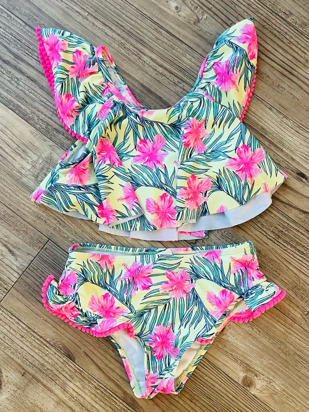 Nicole Miller New York Girls Tropical Floral Two-Piece Swimsuit